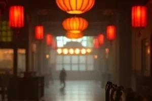 《偷看者》剧照：半掩的窗帘缝里透出的一线灯光